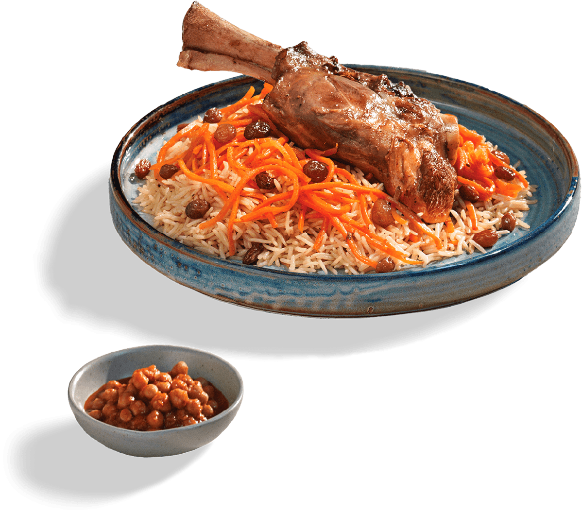 Homestyle entrees dishes -qabli lamb shank and channa dinner
