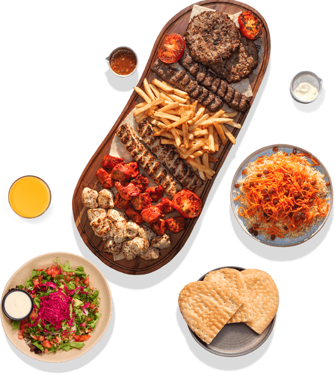 Group feast platters -NK mix and kabob lovers platter for 4-5 people