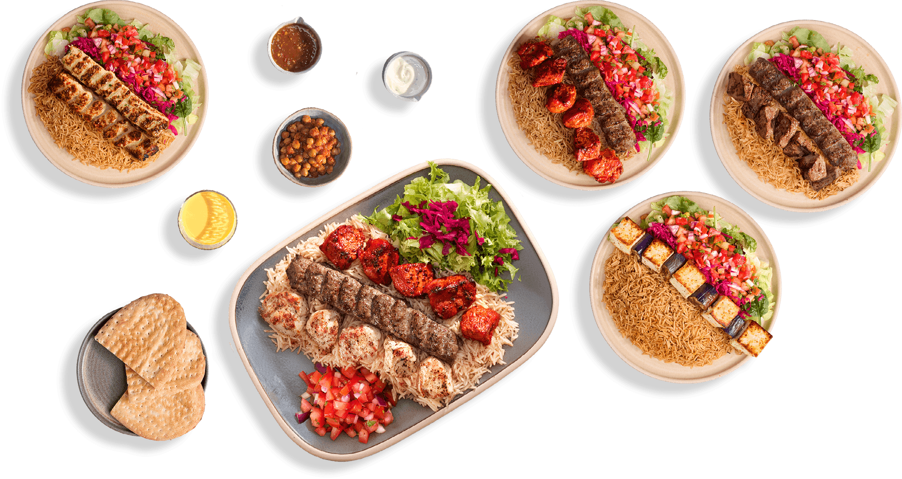 From the grill dishes -chicken tandoori and shami kabob